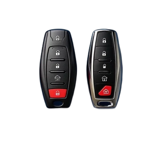 car, pair, black, key, fobs, red, buttons, shown transparent PNG cut-out