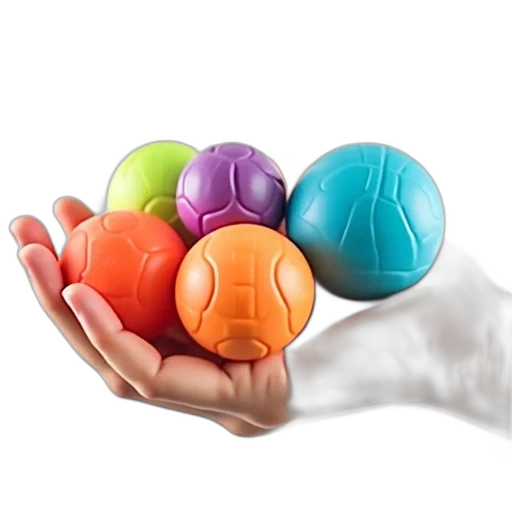 3d render, collection, colorful, stress, balls, displayed, various, shapes transparent PNG cut-out