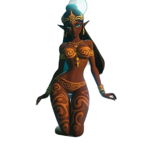 jewelry, staff, dress, mask, concept art, fantasy art, pixel art, 3d render transparent PNG cut-out