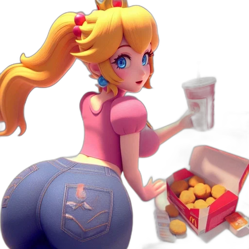 food, concept art, 3d render, pixel art, vaporwave, animated, girl, blonde transparent PNG cut-out