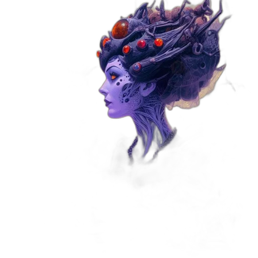crown, mask, face, creature, concept art, fantasy art, cyberpunk, watercolor transparent PNG cut-out