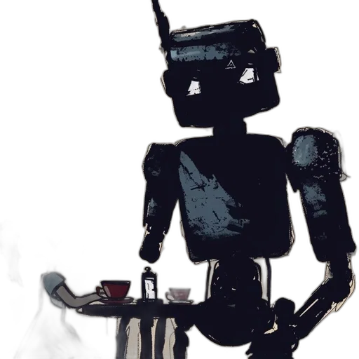 robot, staff, mask, creature, concept art, pixel art, cyberpunk, 3d render transparent PNG cut-out