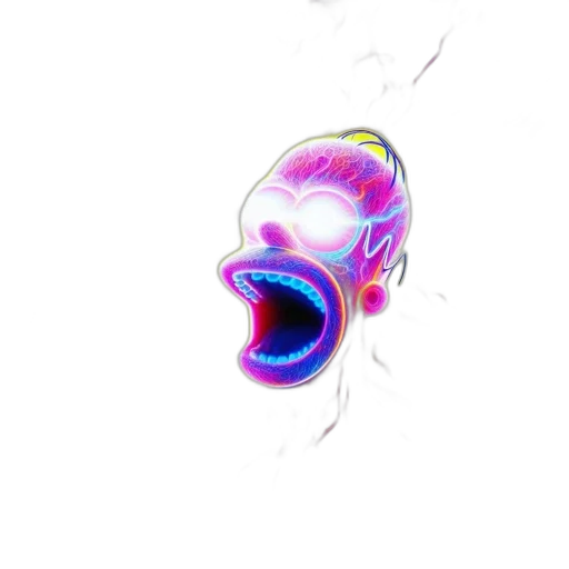 mask, face, creature, hair, vaporwave, 3d render, concept art, cartoon transparent PNG cut-out