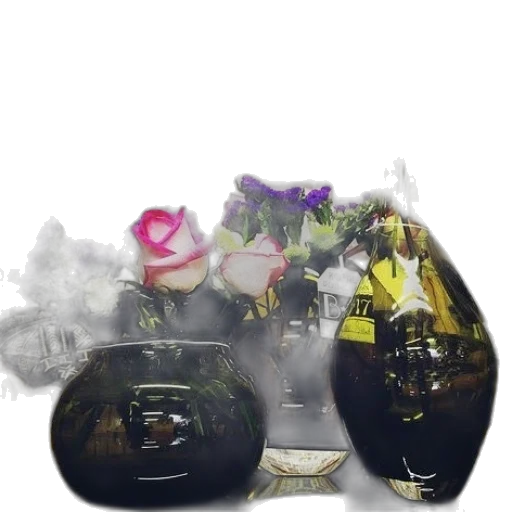 bottle, crown, mask, jewelry, photorealistic, 3d render, collection, flowers transparent PNG cut-out