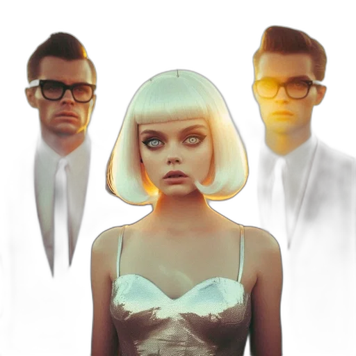 3d render, concept art, photorealistic, pastel, during, sunset, three, individuals transparent PNG cut-out