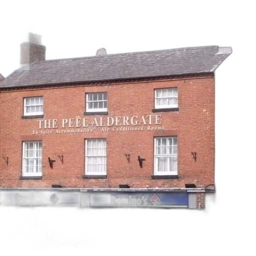building, photorealistic, 3d render, city street, peel, aldergate, features, sign transparent PNG cut-out