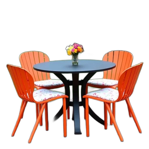 furniture, 3d render, neon, modern, outdoor, dining, set, round transparent PNG cut-out