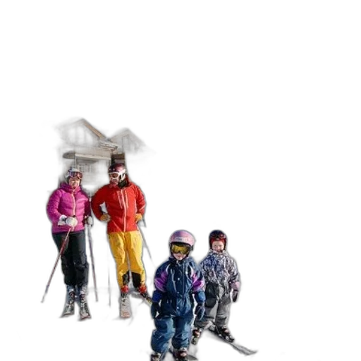 staff, 3d render, concept art, photorealistic, snow, family, four, enjoys transparent PNG cut-out