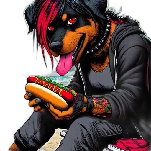 food, animal, cyberpunk, cartoon, concept art, vaporwave, neon lights, neon transparent PNG cut-out