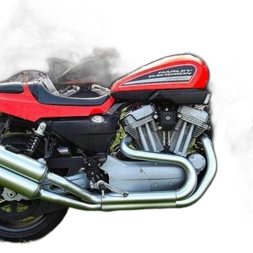 weapon, photorealistic, 3d render, concept art, red, black, harley-davidson, motorcycle transparent PNG cut-out