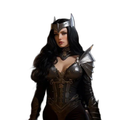 fantasy art, comic book art, concept art, 3d render, woman, ornate, armor, resembling transparent PNG cut-out