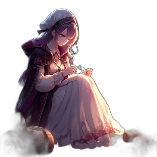 dress, crown, staff, hat, concept art, watercolor, fantasy art, pixel art transparent PNG cut-out