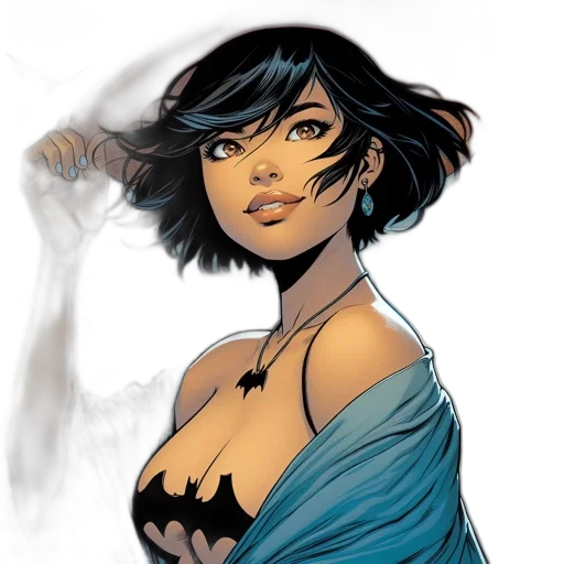 dress, comic book art, concept art, fantasy art, cartoon, blue, woman, gazes transparent PNG cut-out