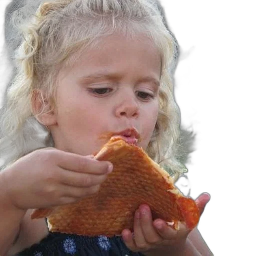 food, animal, creature, young, girl, blonde, hair, enjoying transparent PNG cut-out