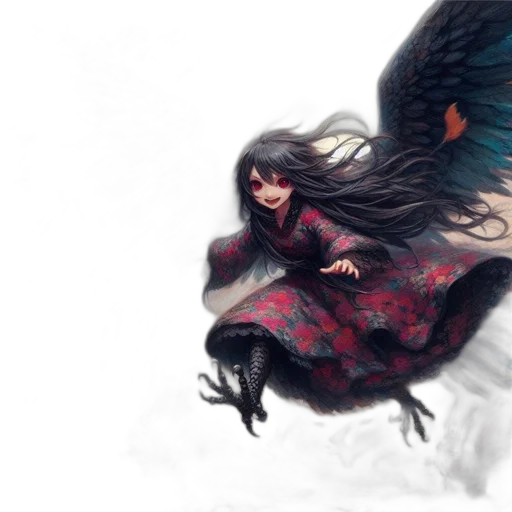 dragon, dress, creature, fantasy art, concept art, comic book art, watercolor, dark transparent PNG cut-out