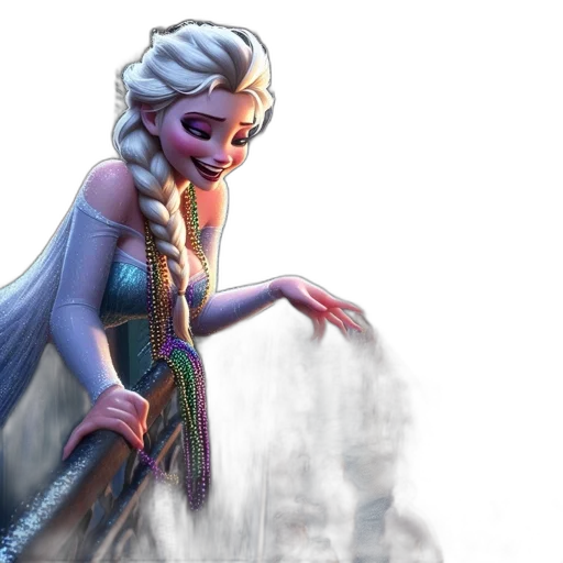 dress, fantasy art, concept art, 3d render, comic book art, snow, elsa-like, figure transparent PNG cut-out