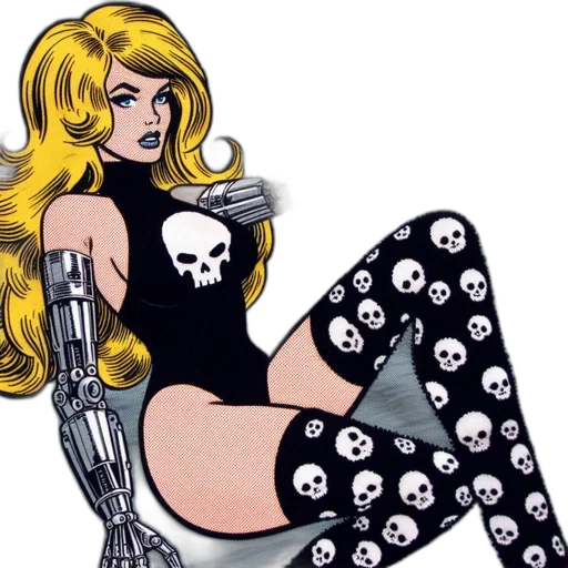comic book art, cartoon, concept art, eccentric, female, character, long, blonde transparent PNG cut-out