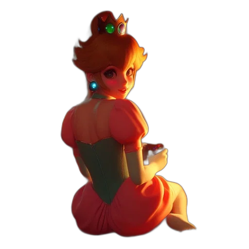 crown, dress, staff, flower, concept art, 3d render, pixel art, fantasy art transparent PNG cut-out