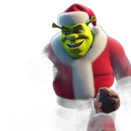 creature, concept art, 3d render, photorealistic, ogre, santa, suit, stands transparent PNG cut-out