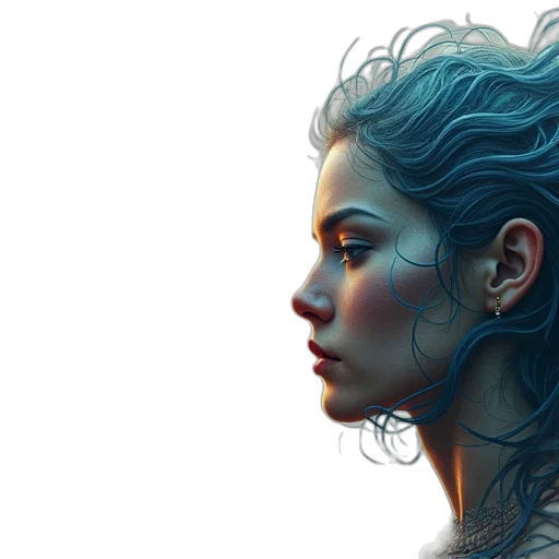 face, hair, crown, dress, photorealistic, fantasy art, concept art, comic book art transparent PNG cut-out