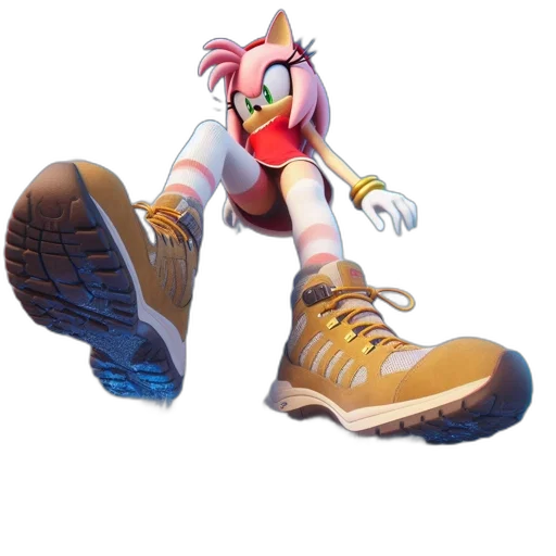 shoes, animal, robot, weapon, concept art, 3d render, vaporwave, enormous transparent PNG cut-out