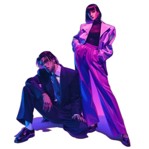 jacket, umbrella, cyberpunk, vaporwave transparent PNG cut-out