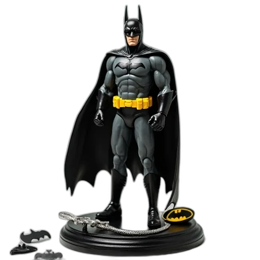 concept art, comic book art, 3d render, detailed, batman, action, figure, black transparent PNG cut-out