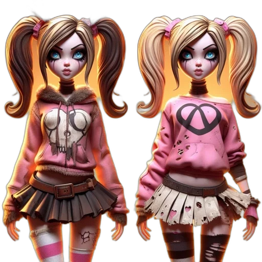 concept art, 3d render, fantasy art, comic book art, neon, dark, colorful, two transparent PNG cut-out