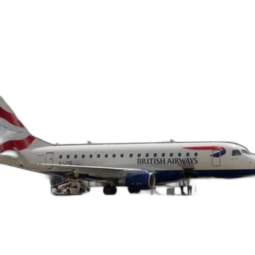 staff, 3d render, british, airways, airplane, parked, tarmac, front transparent PNG cut-out