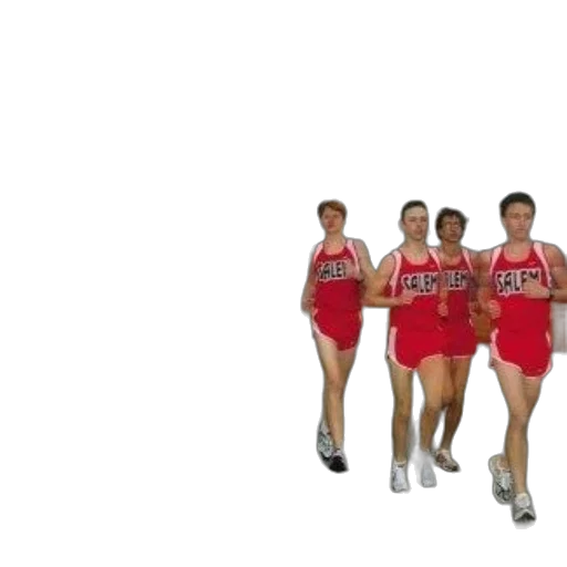 dress, staff, 3d render, group, runners, wearing, red, uniforms transparent PNG cut-out