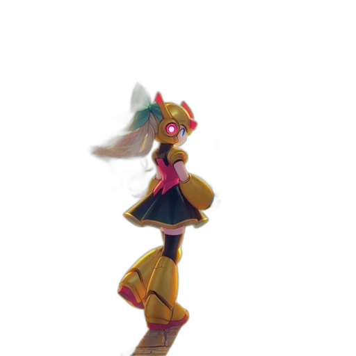 robot, dress, staff, mask, 3d render, concept art, pixel art, fantasy art transparent PNG cut-out