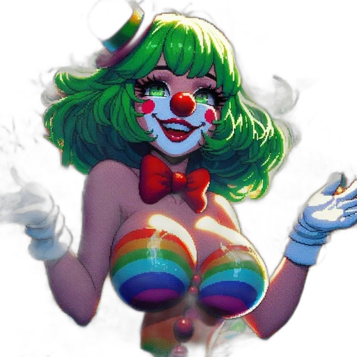 concept art, fantasy art, comic book art, watercolor, colorful, neon, clown, character transparent PNG cut-out