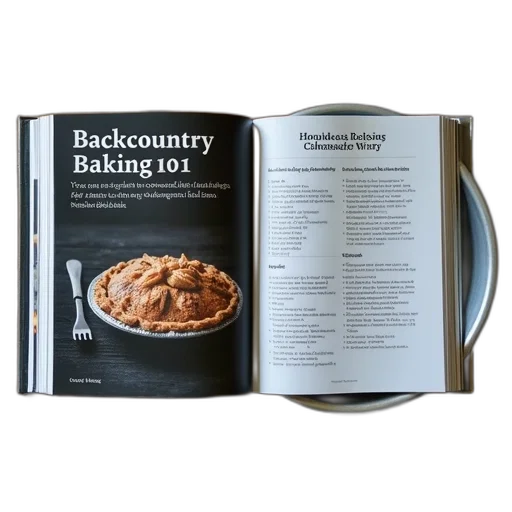 food, cookbook, titled, backcountry, baking, 101, placed, wooden transparent PNG cut-out