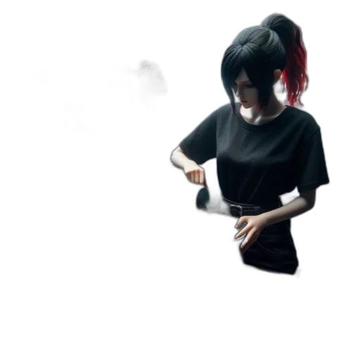 dress, staff, umbrella, mask, concept art, 3d render, anime, photorealistic transparent PNG cut-out