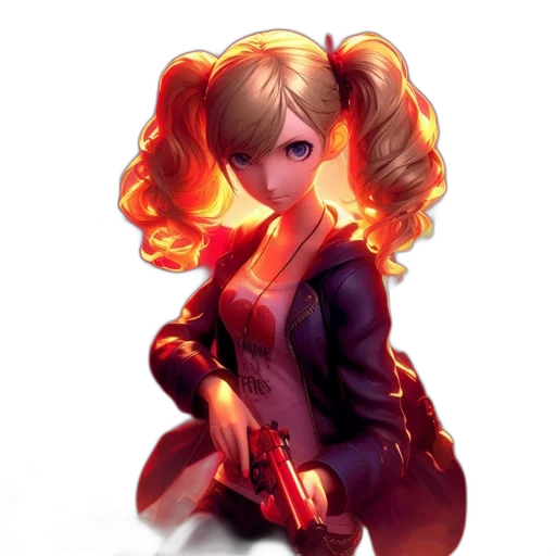 weapon, staff, jacket, hair, anime, concept art, pixel art, comic book art transparent PNG cut-out