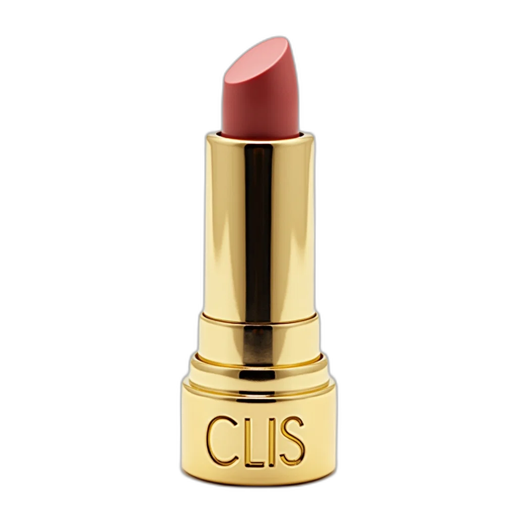 3d render, close-up, image, gold-colored, lipstick, brand, name, clis transparent PNG cut-out
