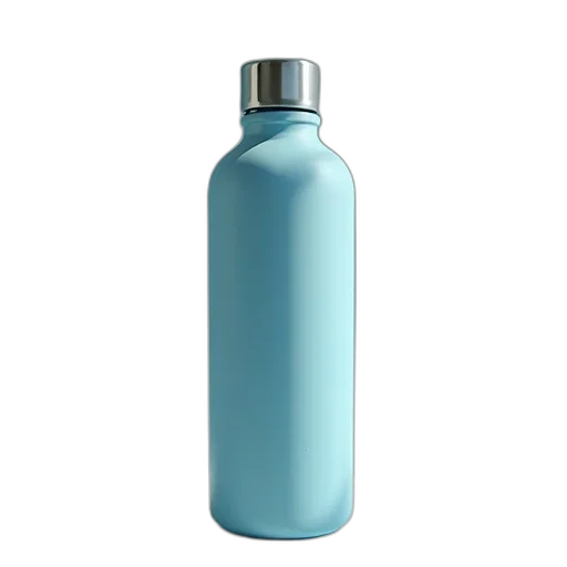 bottle, 3d render, photorealistic, blue transparent PNG cut-out