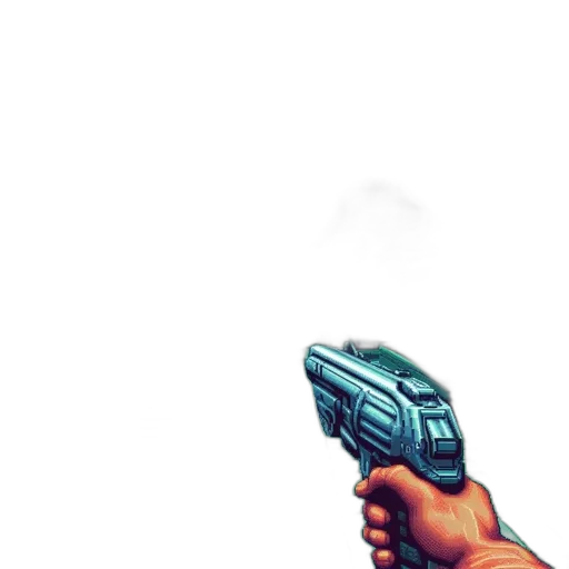 weapon, robot, mask, umbrella, comic book art, pixel art, concept art, vaporwave transparent PNG cut-out