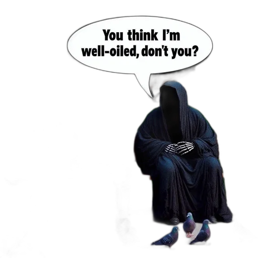 dress, shoes, mask, jacket, robot, grim, reaper, sit transparent PNG cut-out