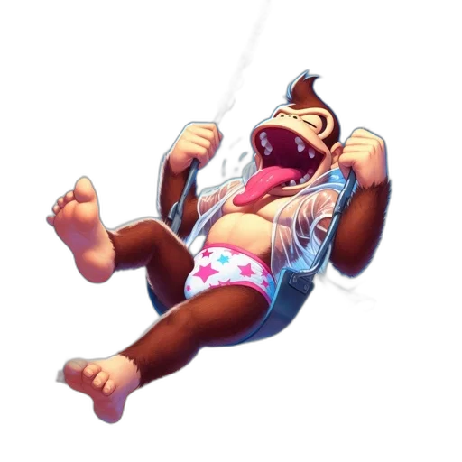 staff, concept art, vaporwave, pixel art, 3d render, animated, cartoonish, gorilla transparent PNG cut-out