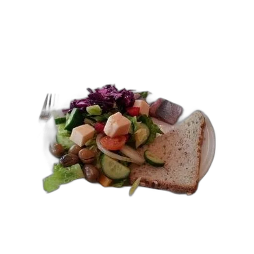 food, hat, photorealistic, 3d render, plate, salad, cheese, cucumber transparent PNG cut-out