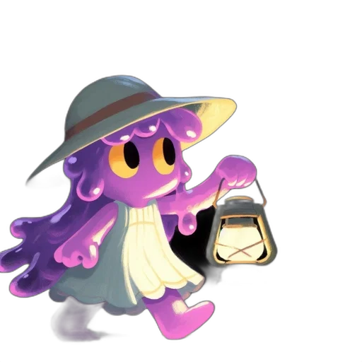 hat, staff, creature, pixel art, concept art, vaporwave, fantasy art, pastel transparent PNG cut-out