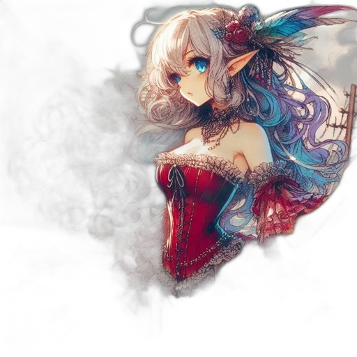 dress, dragon, mask, weapon, fantasy art, anime, concept art, pixel art transparent PNG cut-out