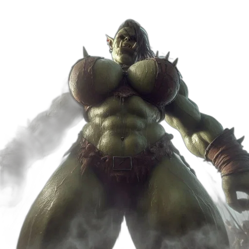creature, concept art, fantasy art, 3d render, comic book art, imposing, muscular, green-skinned transparent PNG cut-out