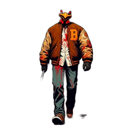 jacket, animal, hat, mask, concept art, pixel art, comic book art, cyberpunk transparent PNG cut-out
