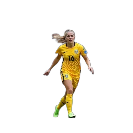 hair, dragon, animal, female, soccer, player, yellow, uniform transparent PNG cut-out