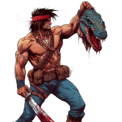 weapon, concept art, fantasy art, comic book art, pixel art, muscular, bare-chested, warrior transparent PNG cut-out