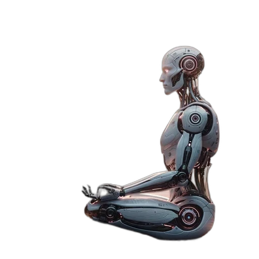 robot, car, cyberpunk, concept art, 3d render, sits, meditative, pose transparent PNG cut-out