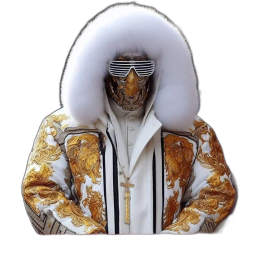 jacket, mask, face, hat, concept art, 3d render, individual, elaborately transparent PNG cut-out