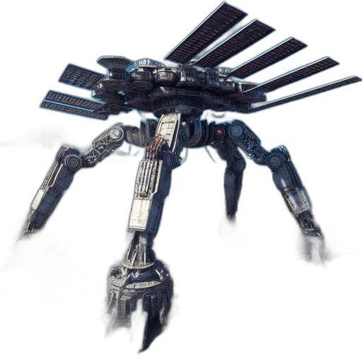 robot, weapon, staff, creature, concept art, 3d render, cyberpunk, pixel art transparent PNG cut-out